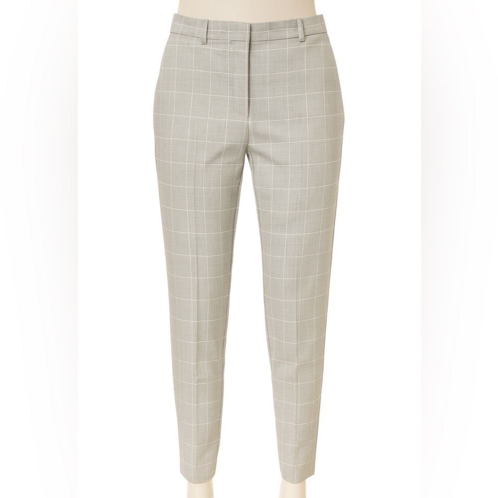 Theory grey plaid wool blend ankle dress pants, size 10